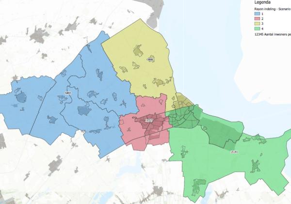 Kaart van de vier gebieden in Eemsdelta