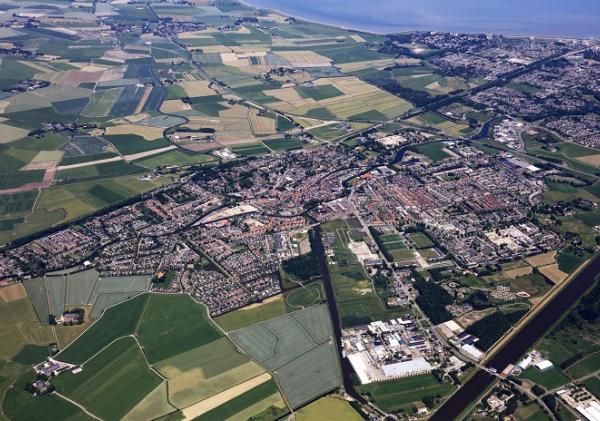 Luchtfoto gemeente Eemsdelta stedelijk gebied Appingedam Delfzijl