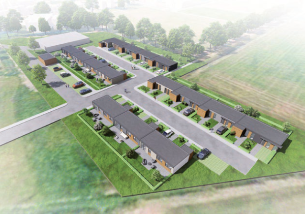 Impressie van de tijdelijke huisvesting aan de Boerdamsterweg in Middelstum