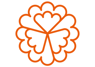 Het NLVD logo in de vorm van een witte anjer.