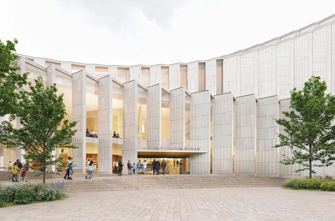 Huis van Cultuur en Bestuur Eemsdelta - impressie entree vanaf het Molenbergplein
