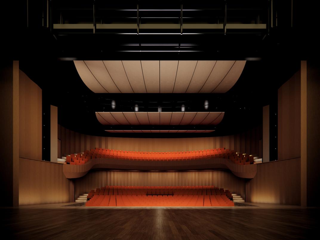 Huis van Cultuur en Bestuur Eemsdelta - impressie grote theaterzaal vanaf het podium