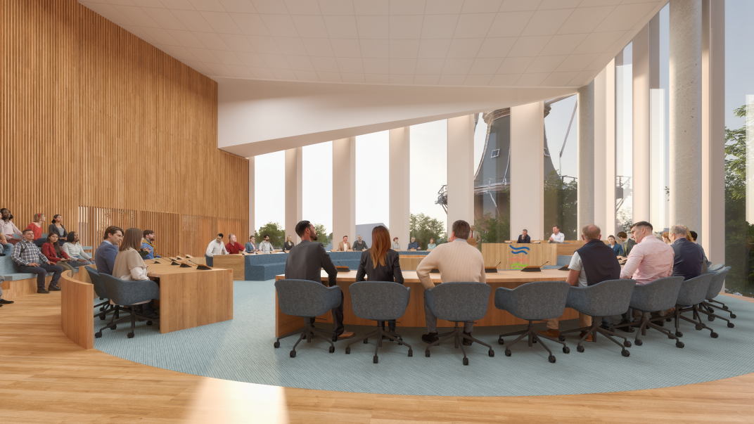 Huis van Cultuur en Bestuur Eemsdelta - impressie raadzaal gemeente Eemsdelta